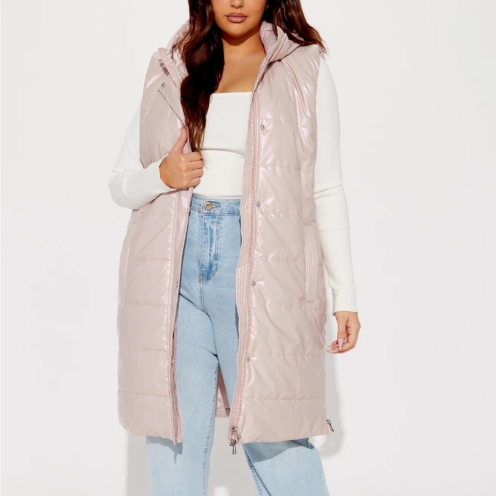 Pink Diamond Girl Faux Leather Puffer Vest - Size Large